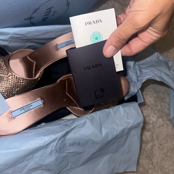 Prada Modellerie 75MM Crystal-Embellished Mules copper - Picture 12 of 16